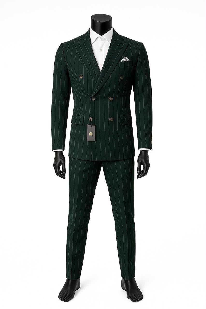 Classic Green Pinstripe Suit