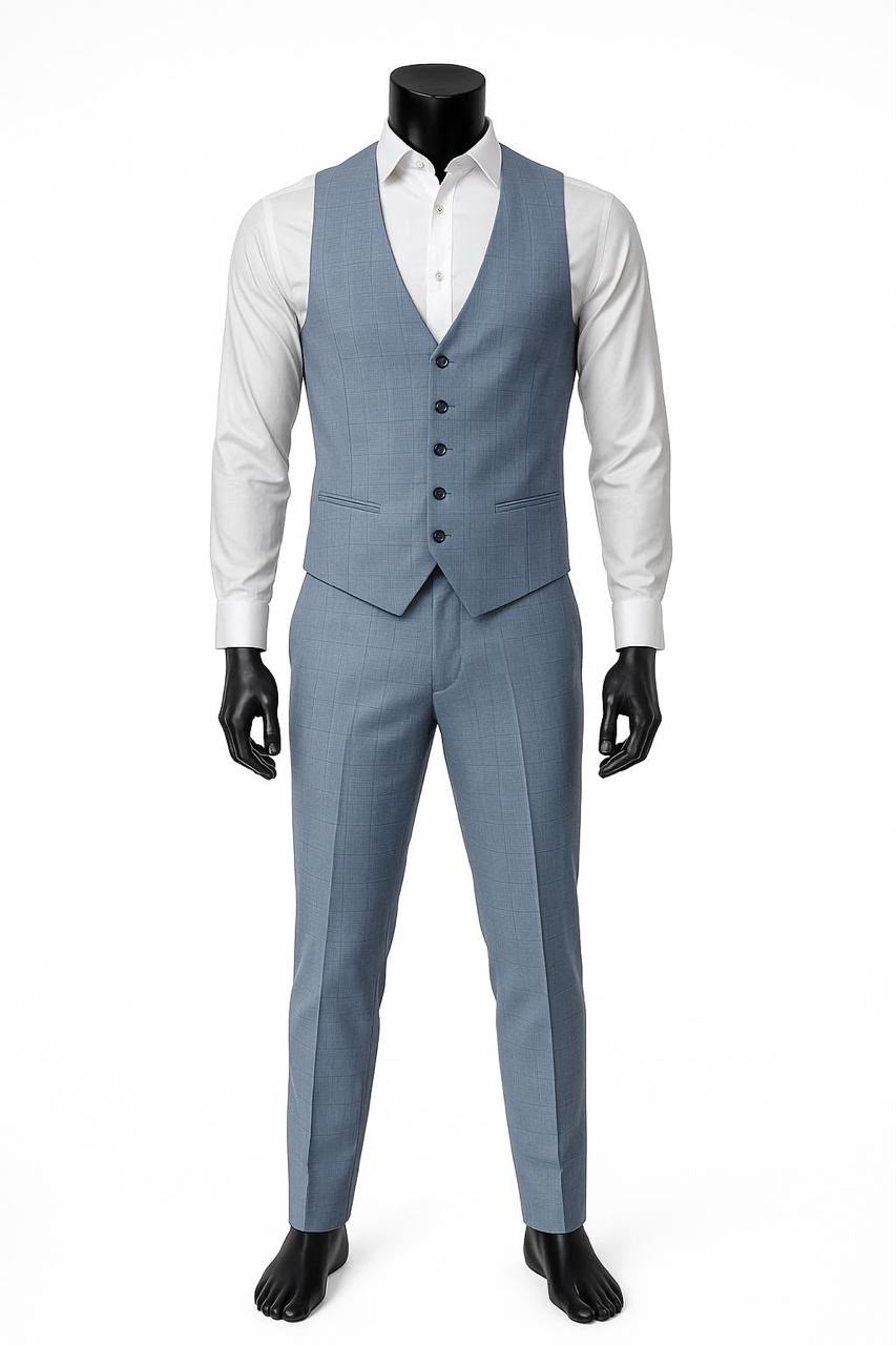 Sky Blue Slim Fit Suit Set