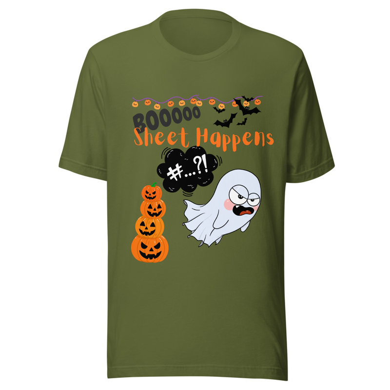 BOOOOO Sheet Happens Funny Ghost Halloween T-Shirt