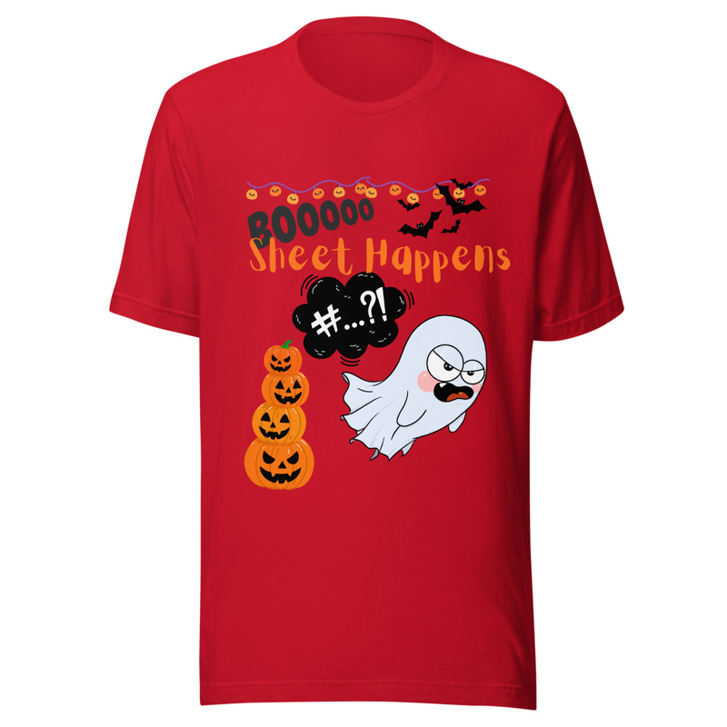 BOOOOO Sheet Happens Funny Ghost Halloween T-Shirt
