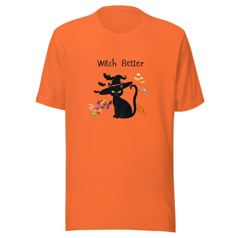 Funny Halloween Black Cat Shirt - "Witch Better Have My Candy Graphic Tee"