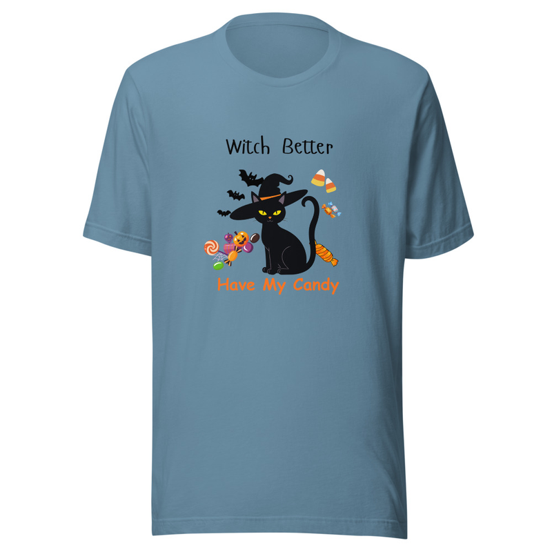 Funny Halloween Black Cat Shirt - "Witch Better Have My Candy Graphic Tee"
