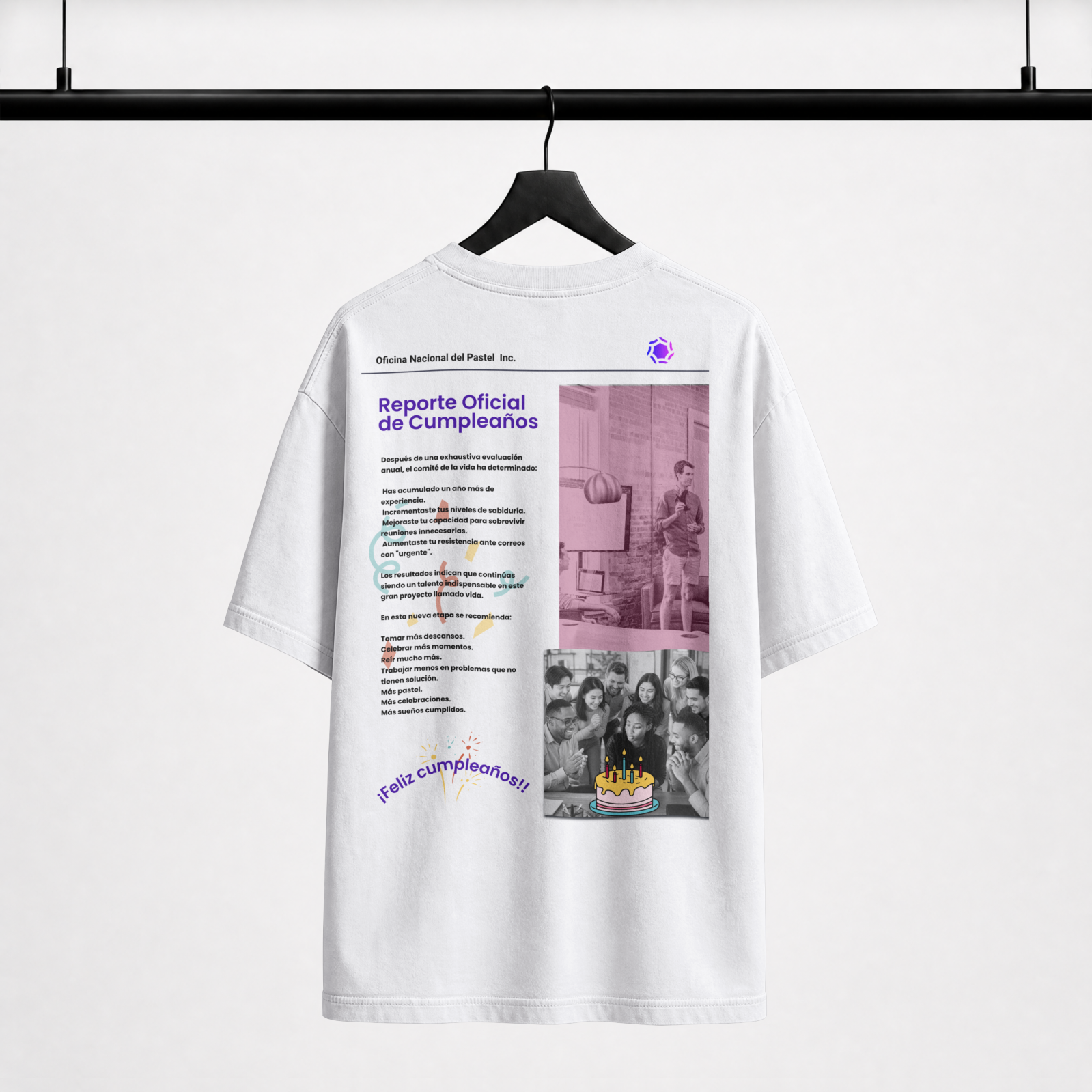 Playera para cumpleaños reporte corporativo