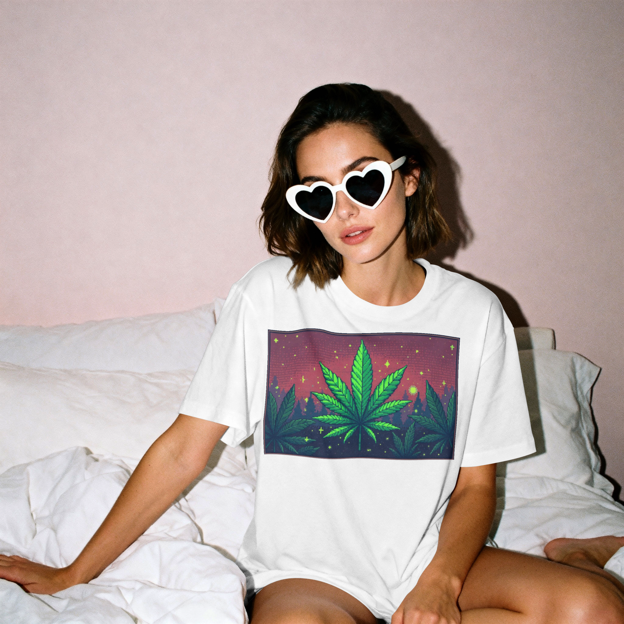 Playeras Market Hoja de Cannabis Video Juego Retro