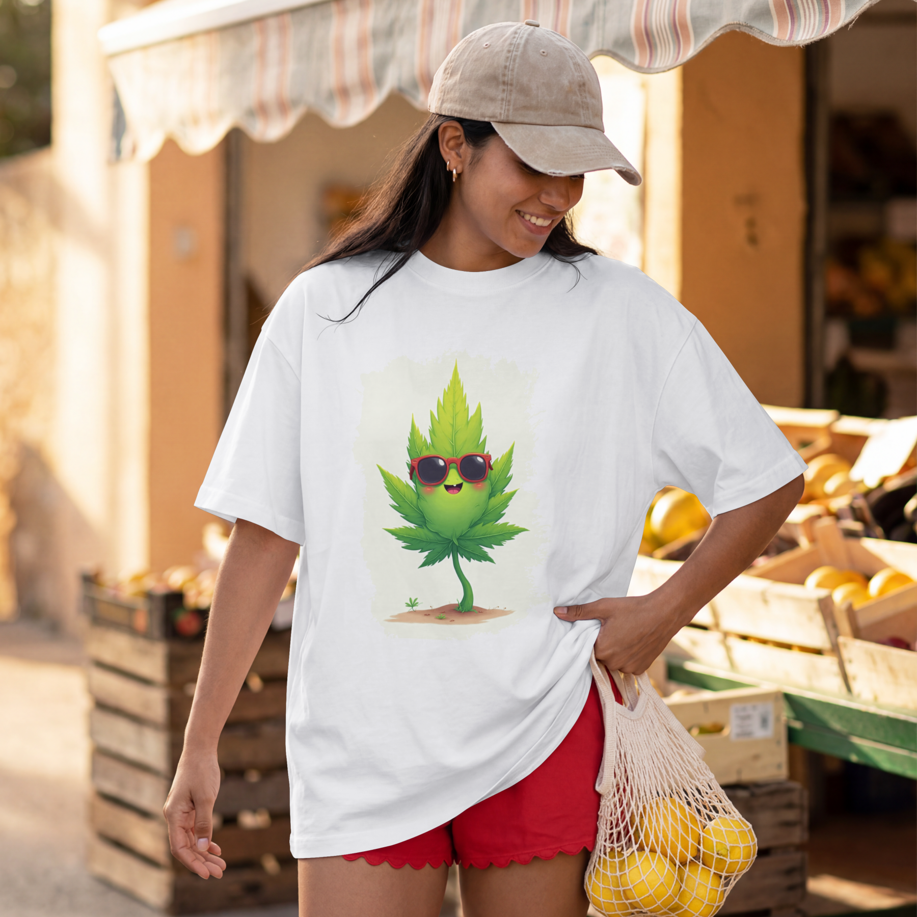 Hoja caricatura cannabica playera .. market
