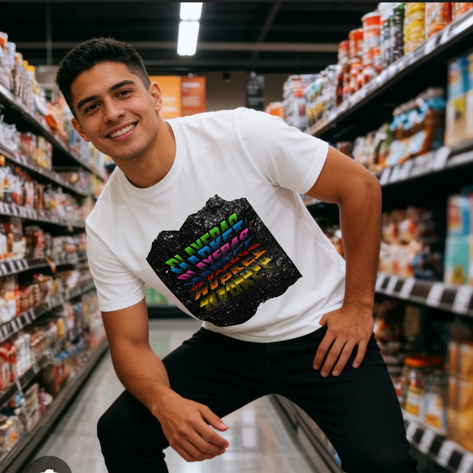 Playera Market de la tienda blanca con diseño retro