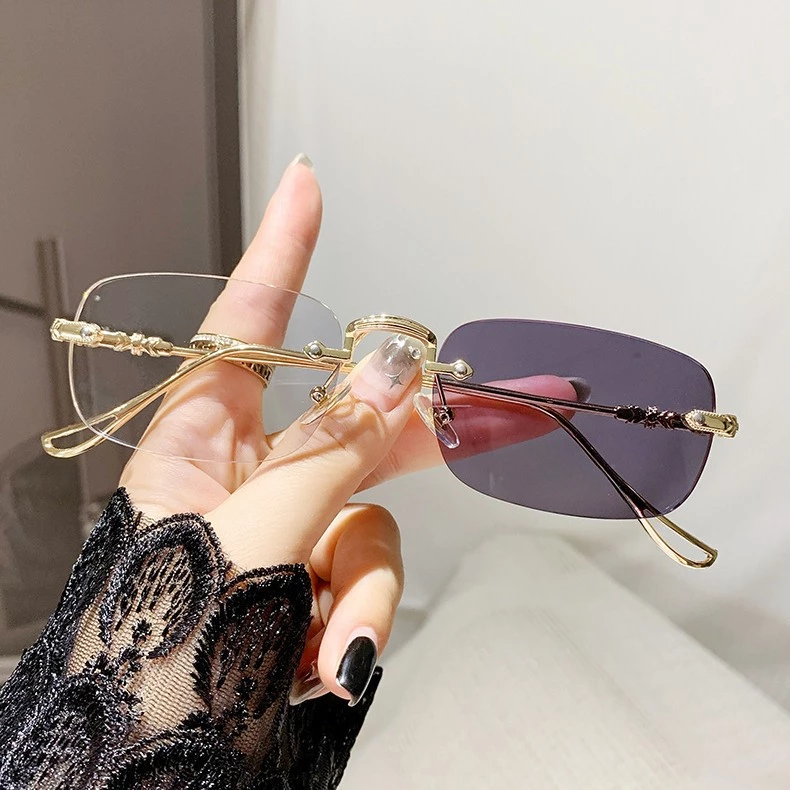 Photochromic Frameless Anti-Radiation Anti-Blue Light Eyeglasses for Women NINE