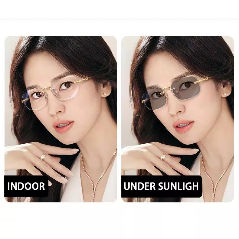 Photochromic Frameless Anti-Radiation Anti-Blue Light Eyeglasses for Women NINE