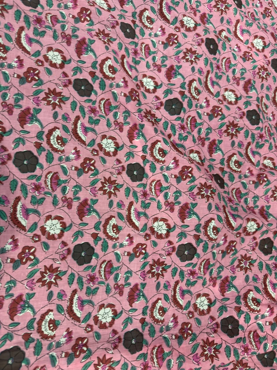 Floral Block Print Cotton Fabric
