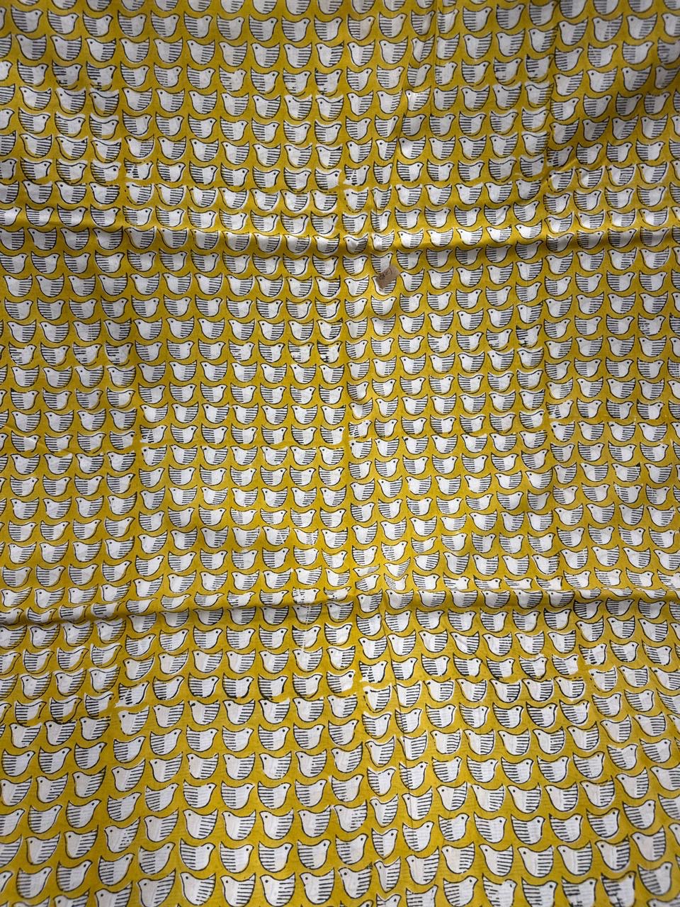 Yellow Printed Cotton Fabric
