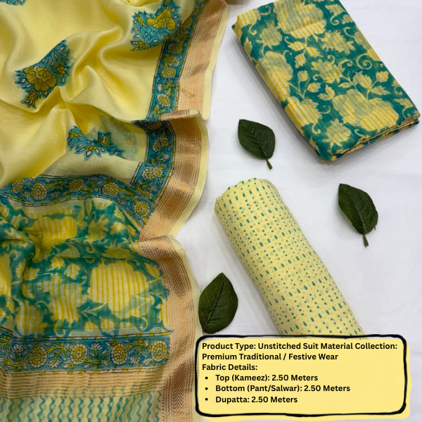 Floral Print Unstitched Suit Set