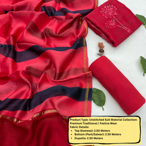 Premium Red Unstitched Suit Material