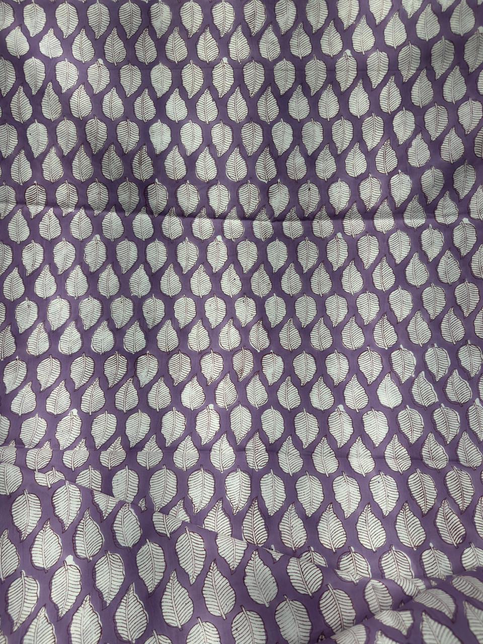 Purple Leaf-Patterned Cotton Fabric