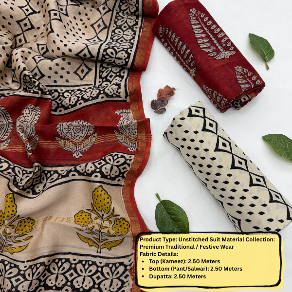 Traditional Unstitched Suit Material Set