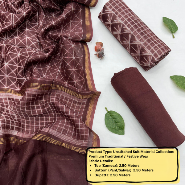 Premium Maroon Unstitched Suit Material