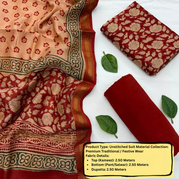 Premium Traditional Unstitched Suit Material