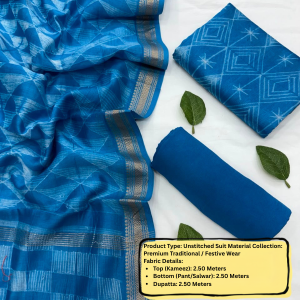 Blue Unstitched Suit Material Set