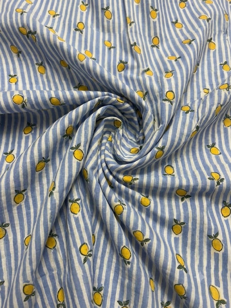 Lemon Striped Cotton Fabric