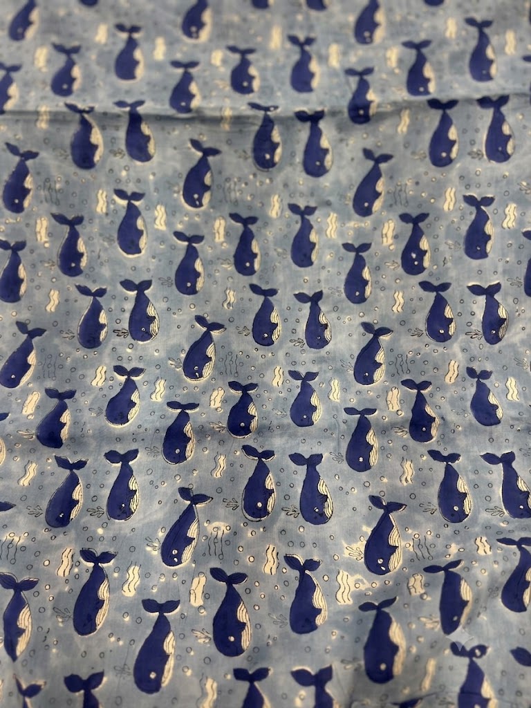 Blue Whale Print Fabric