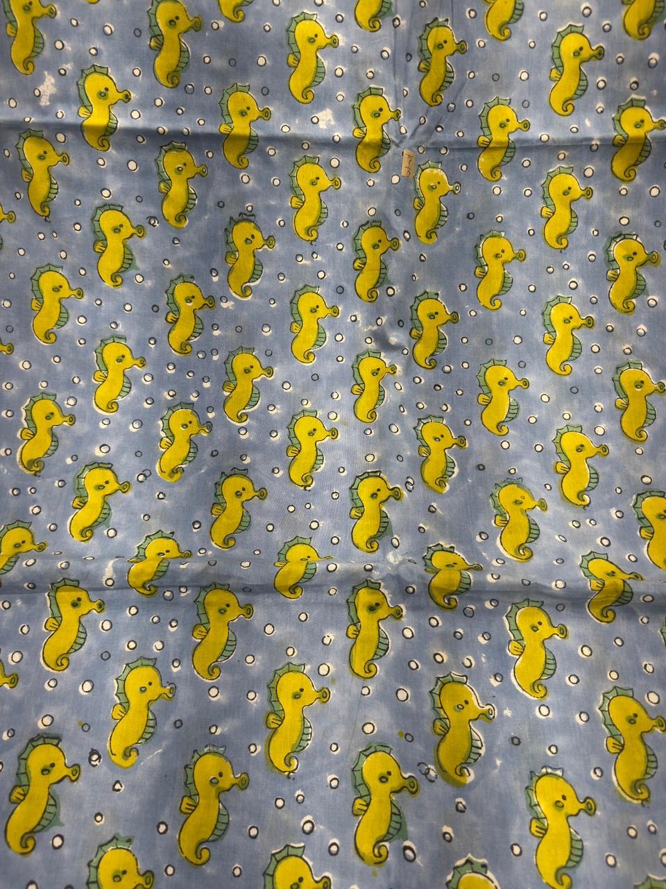 Seahorse Print Cotton Fabric