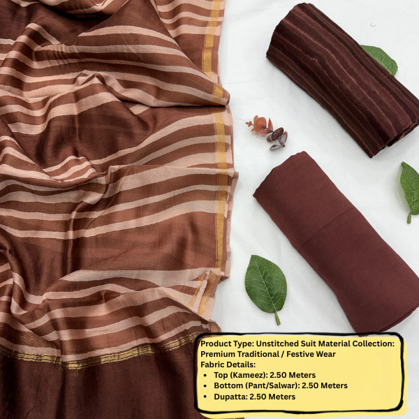 Premium Brown Unstitched Suit Set