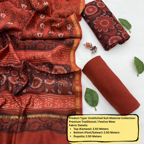 Block Print Unstitched Suit Material