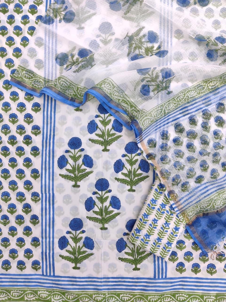 Hand Block Printed Cotton Suit with Dupatta