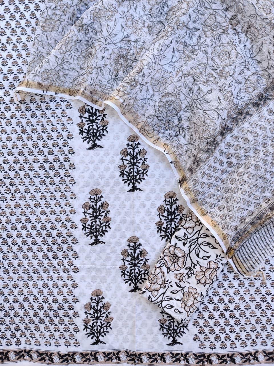 Hand Block Printed Cotton Suit with Dupatta