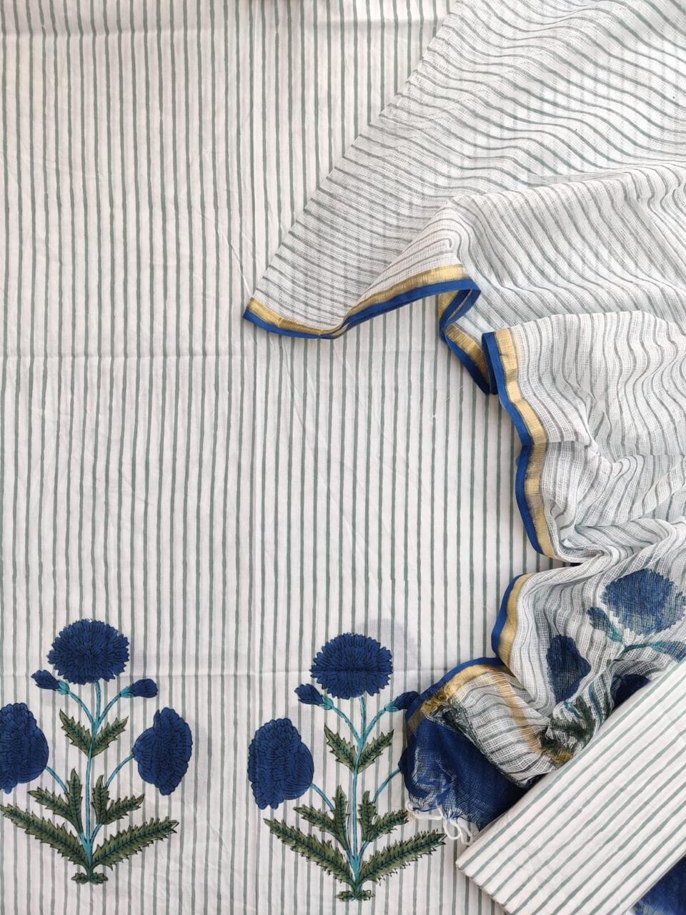 Hand Block Printed Cotton Suit with Dupatta