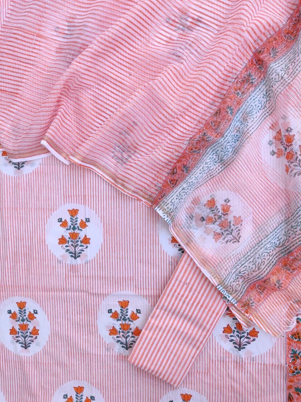 Hand Block Printed Cotton Suit with Dupatta