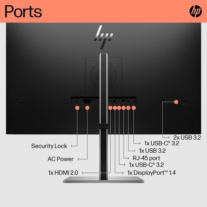 MONITOR HP 31.5" 4K SERIES E AJUSTÁVEL OFFICE  PRETO