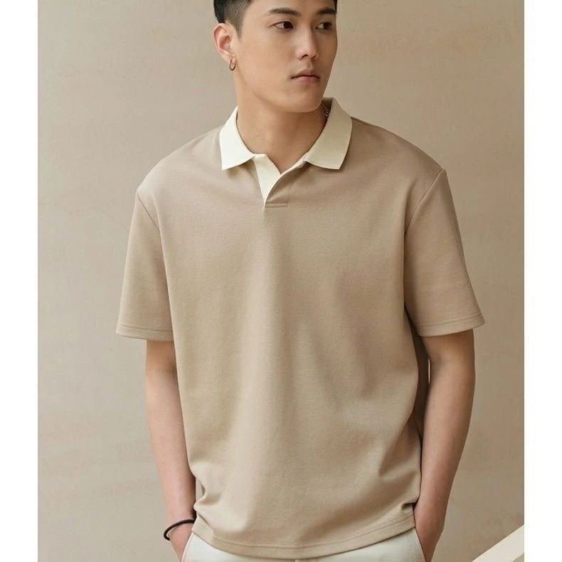 Beige Casual Polo Shirt