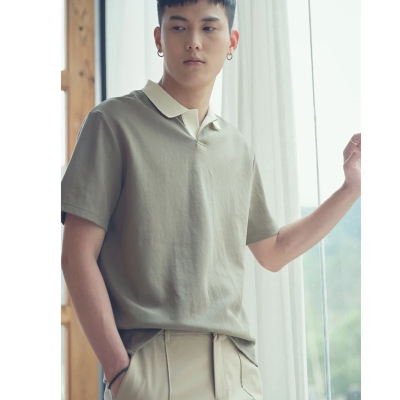 Beige Casual Polo Shirt