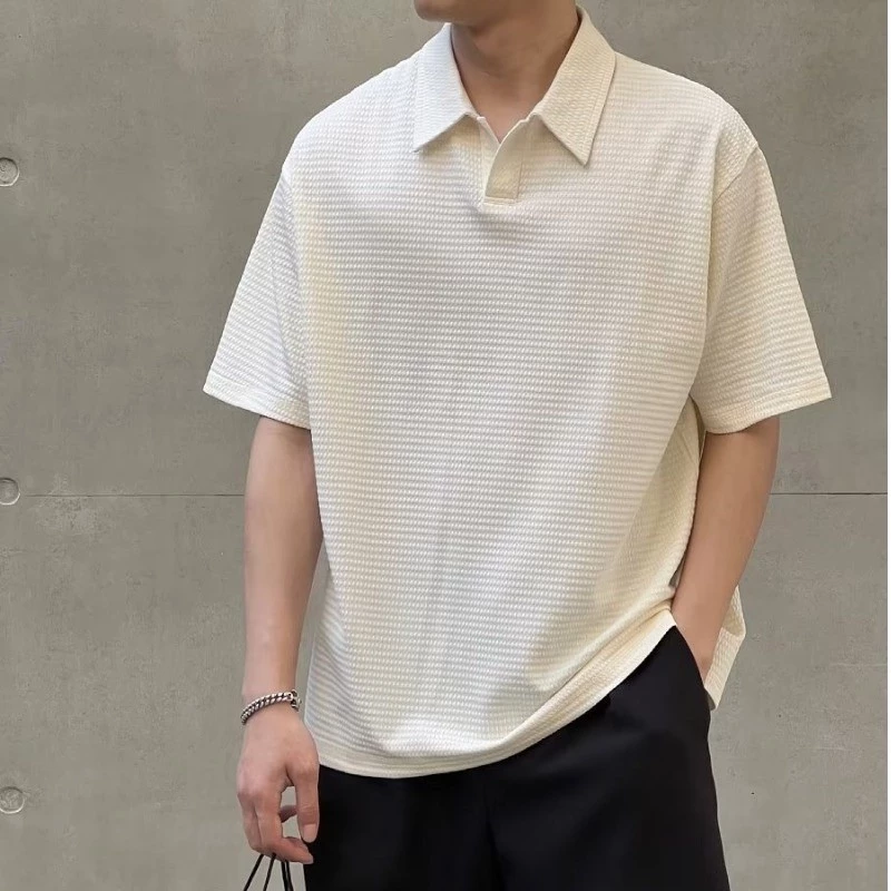 Textured Collared Short Sleeve Shirt