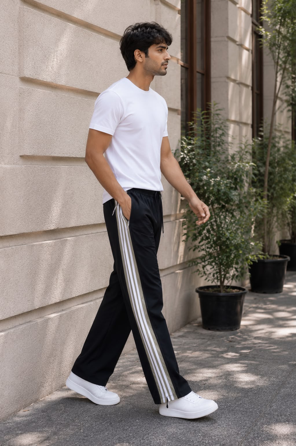 Men's Navy Blue Relaxed Fit Printed Lower & Trouser