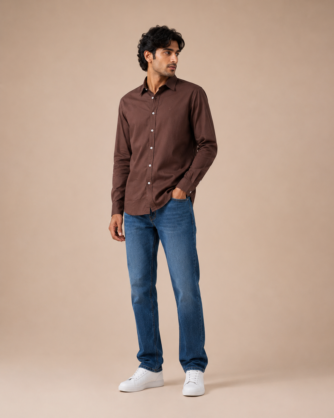 Men's Premium Solid Chocolate Brown Full Sleeve Casual Shirt