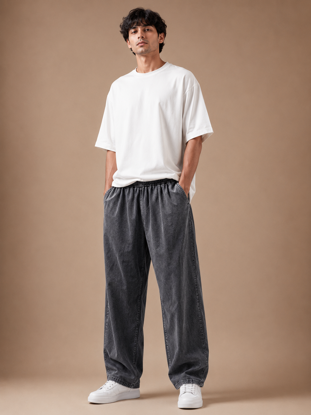 Men's Premium Washed Blue Wide Leg Denim Trousers