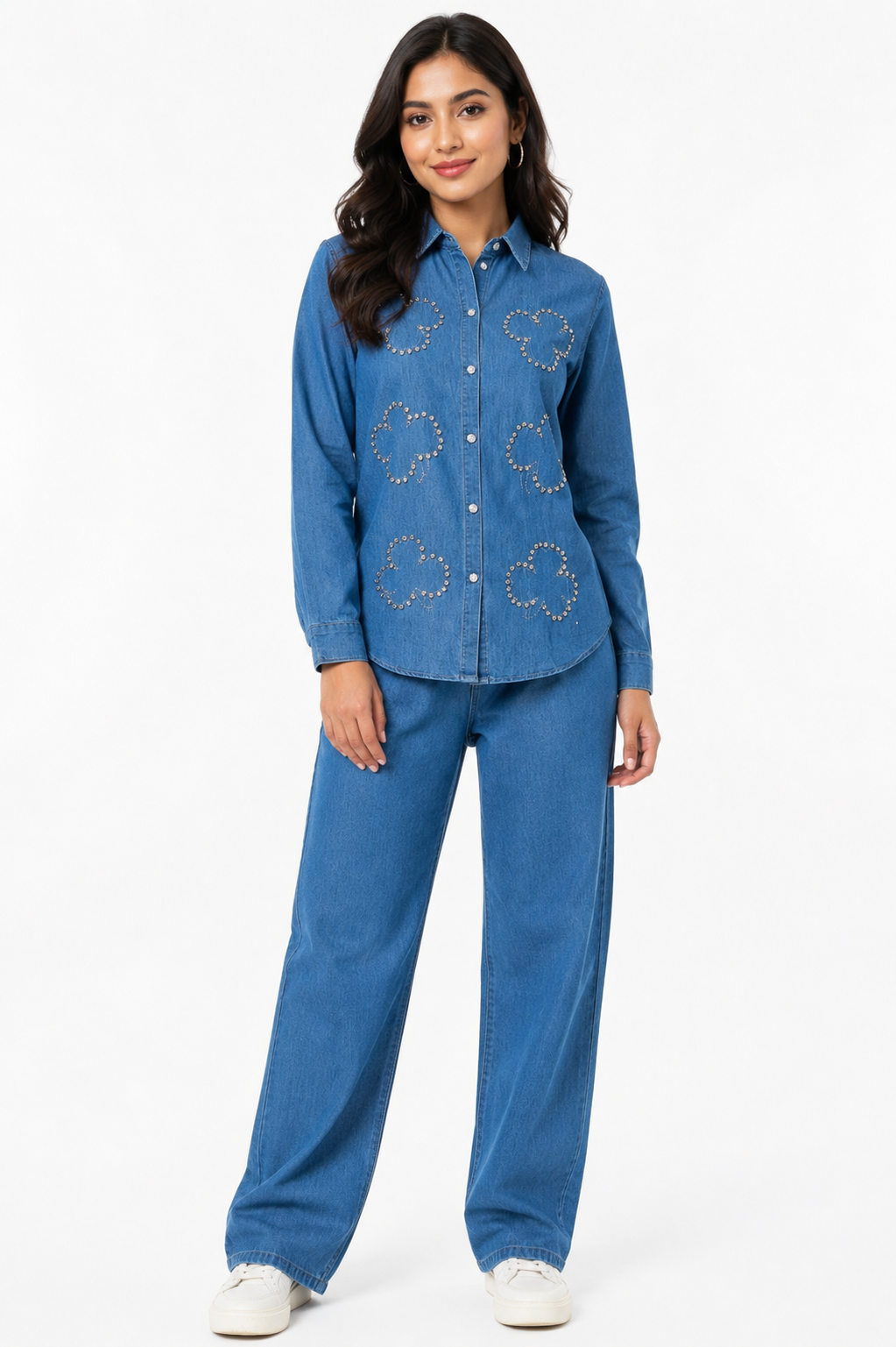 Cloud Pattern Denim Co-ord Set - Aesthetic Baggy Fit