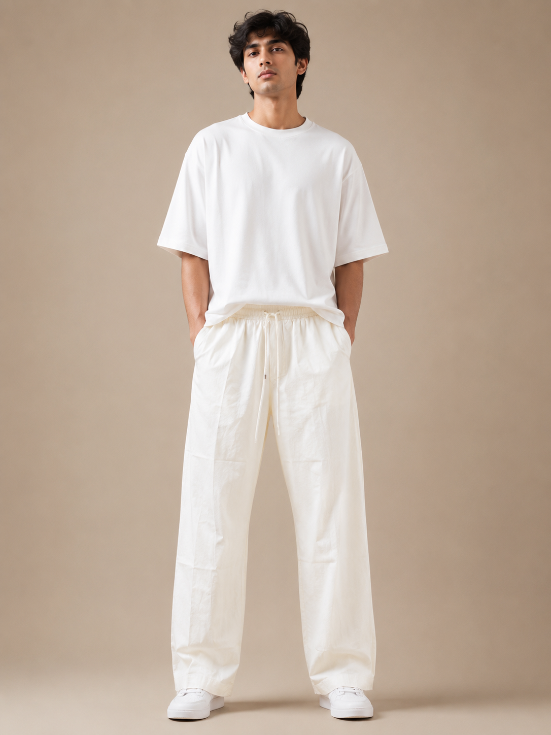 Men's Premium Off-White Wide Leg Casual Trousers 