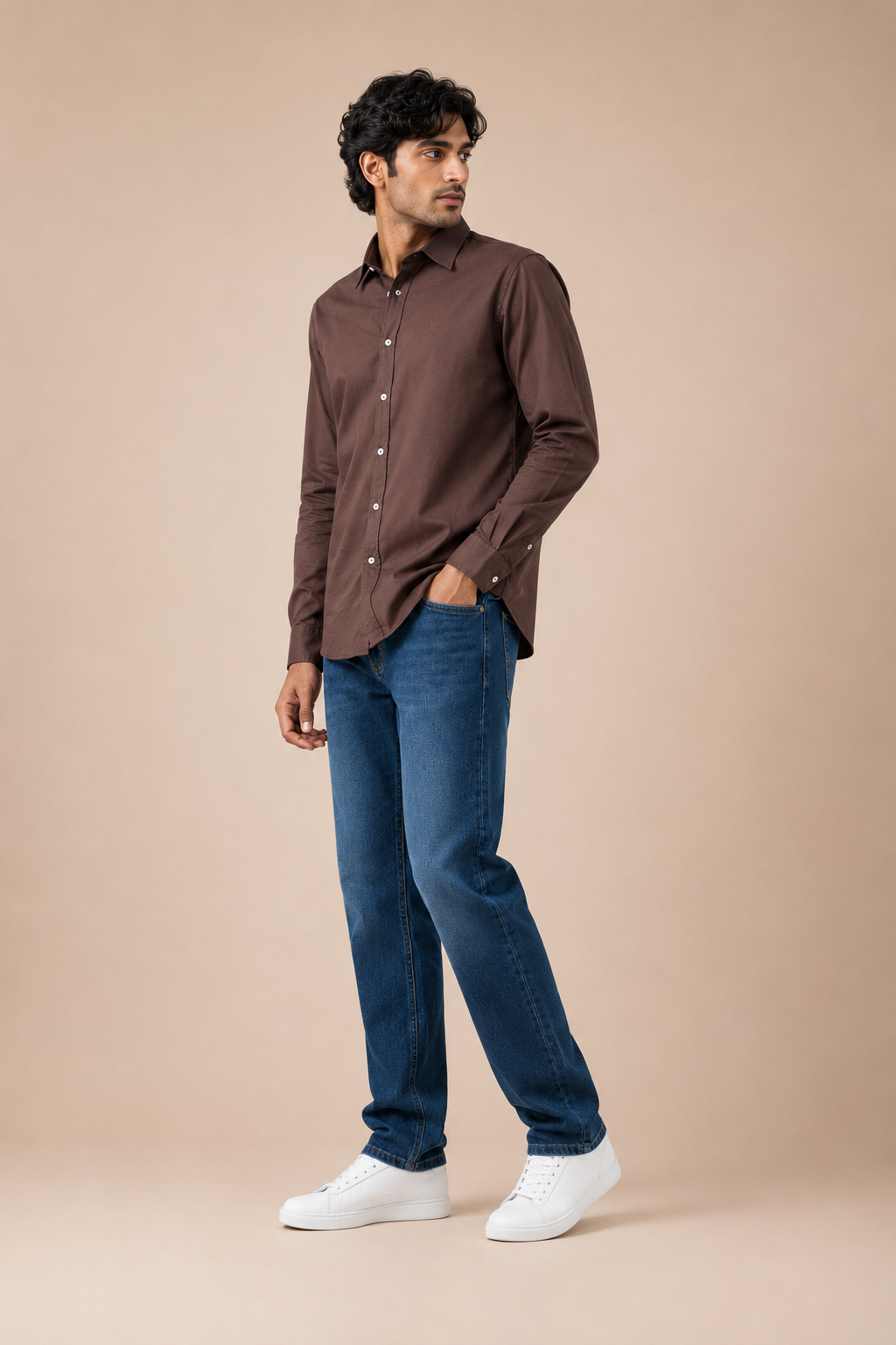 Men's Premium Solid Chocolate Brown Full Sleeve Casual Shirt