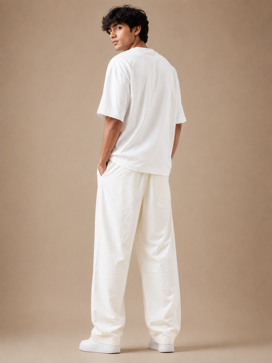 Men's Premium Off-White Wide Leg Casual Trousers 