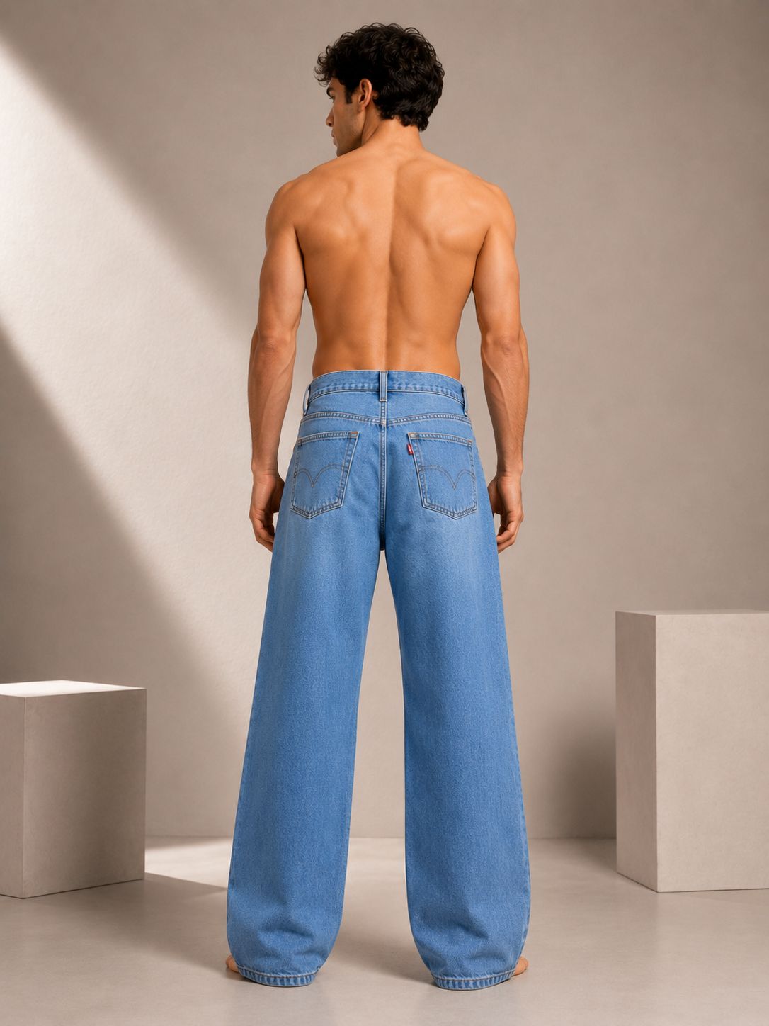 Men's Premium Vintage Olive Wide Leg Denim Jeans  ✨ Subtitle