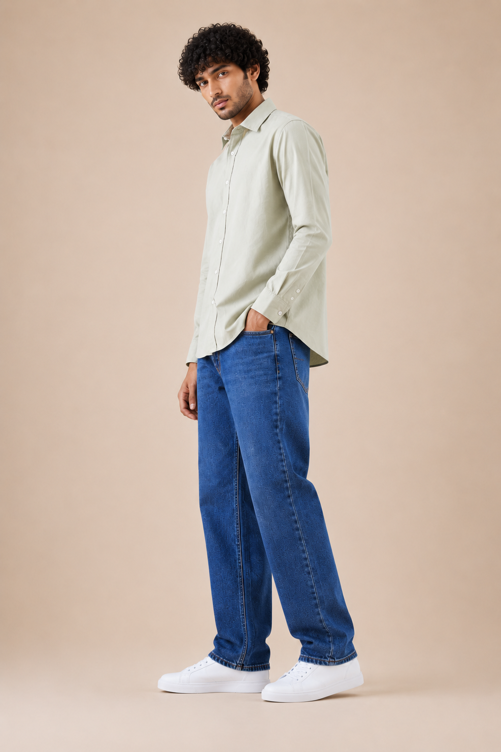 Men's Premium Solid Sage Green Full Sleeve Casual Shir