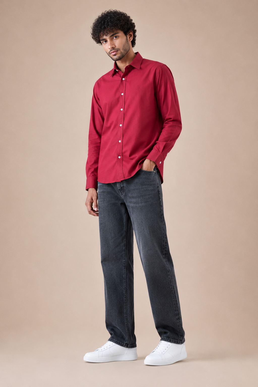 Men's Premium Solid Wine Red Full Sleeve Casual Shirt