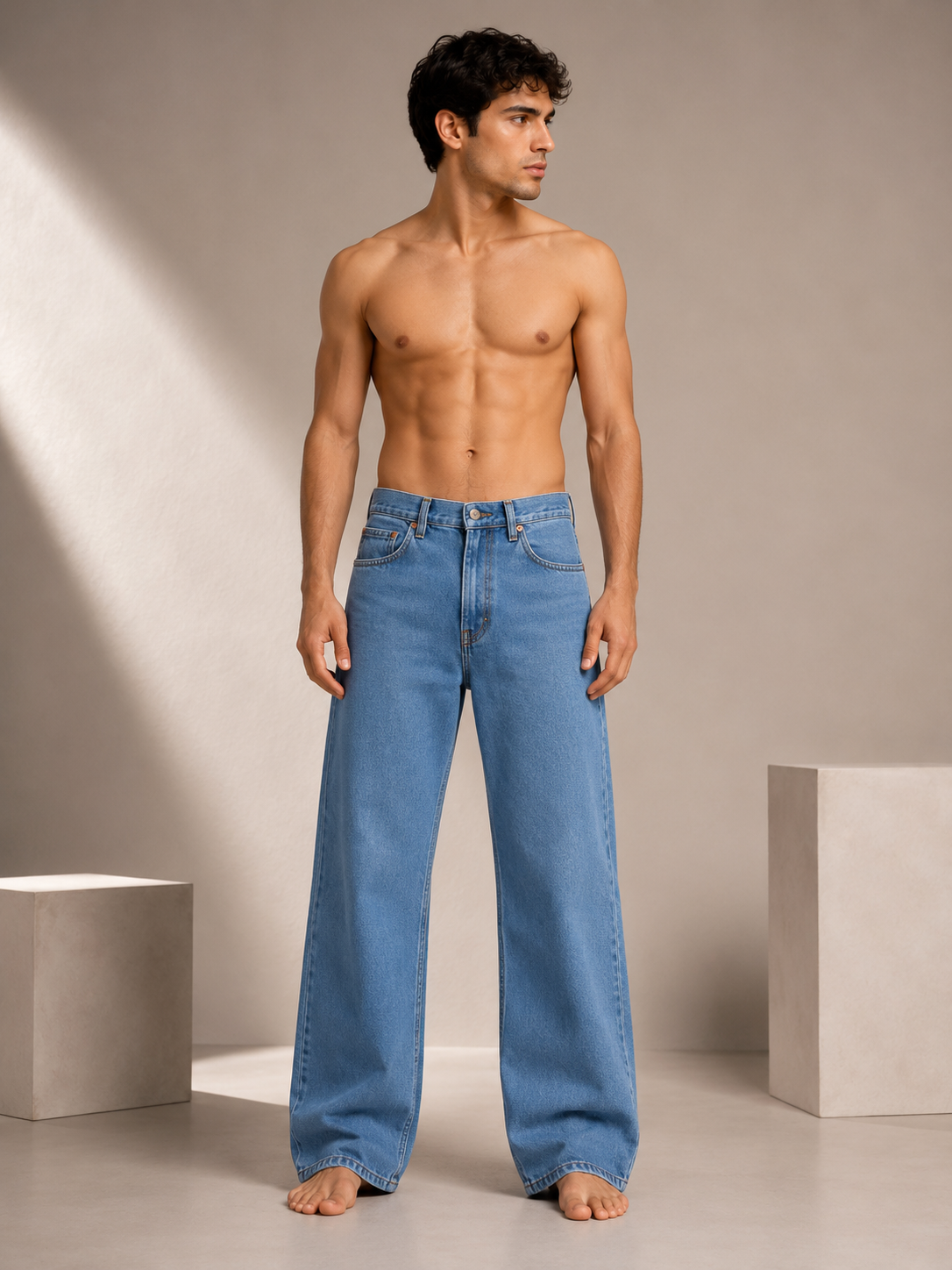Men's Premium Vintage Olive Wide Leg Denim Jeans  ✨ Subtitle