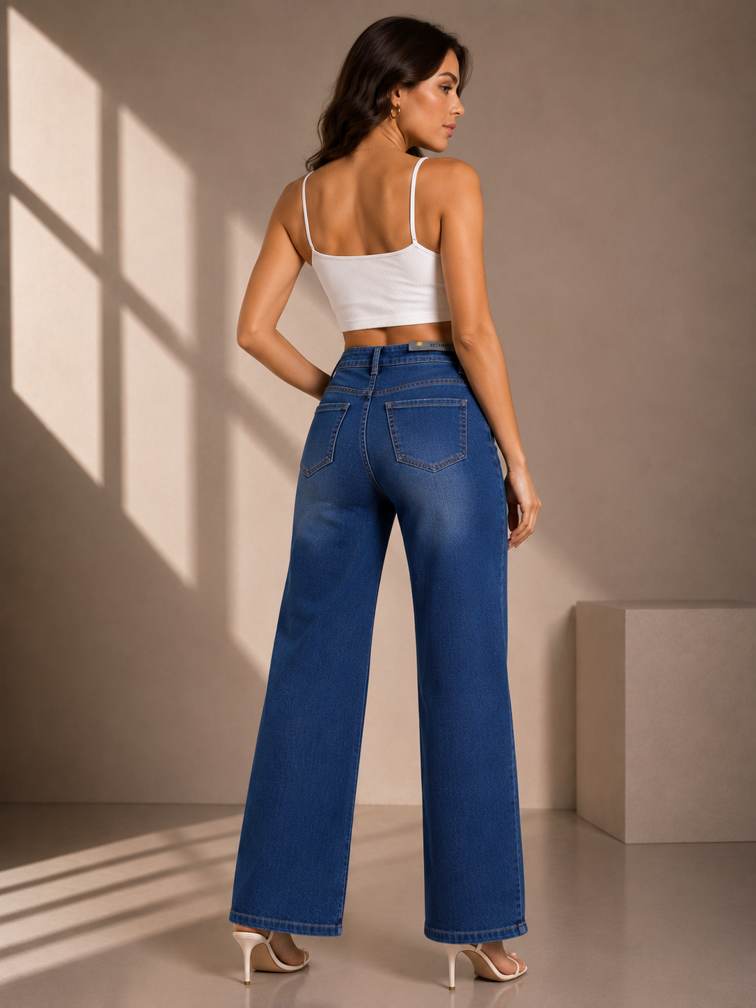 Women's High Rise Wide Leg Denim Jeans | Premium Stretch Casual Fashion Jeans