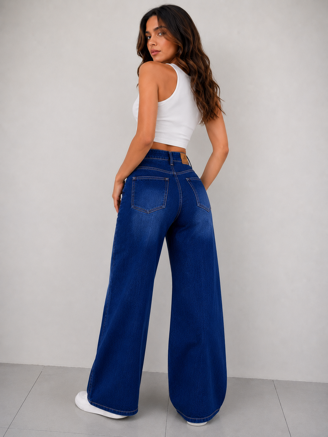 Women's Dark Indigo Wide Leg High Rise Denim Jeans
