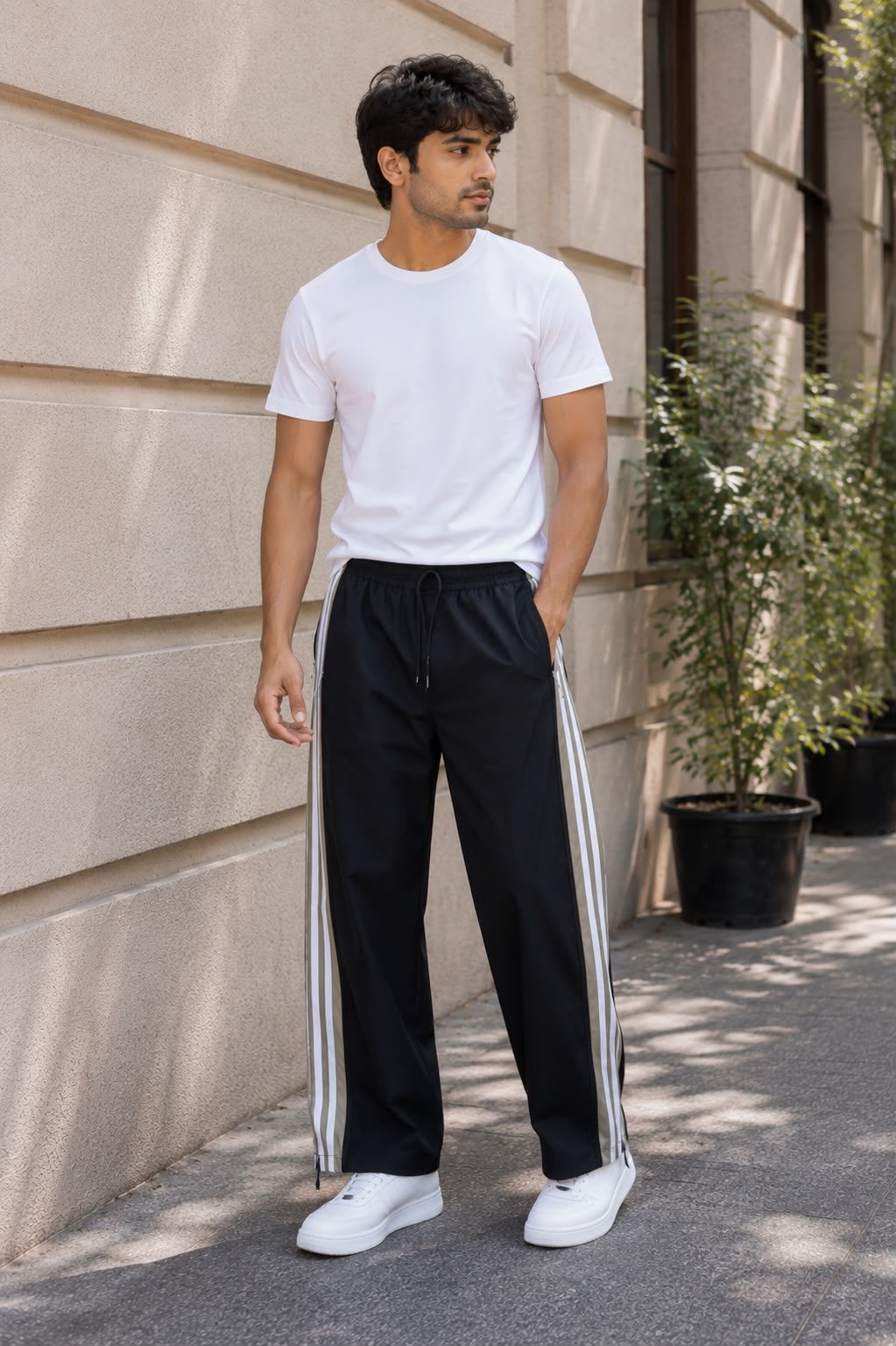 Men's Navy Blue Relaxed Fit Printed Lower & Trouser