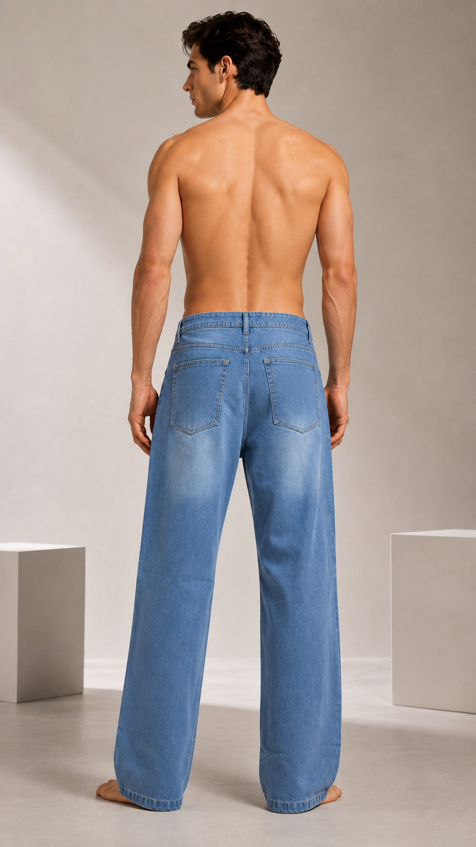 Men's Classic Mid Blue Slim Fit Stretch Denim Jeans