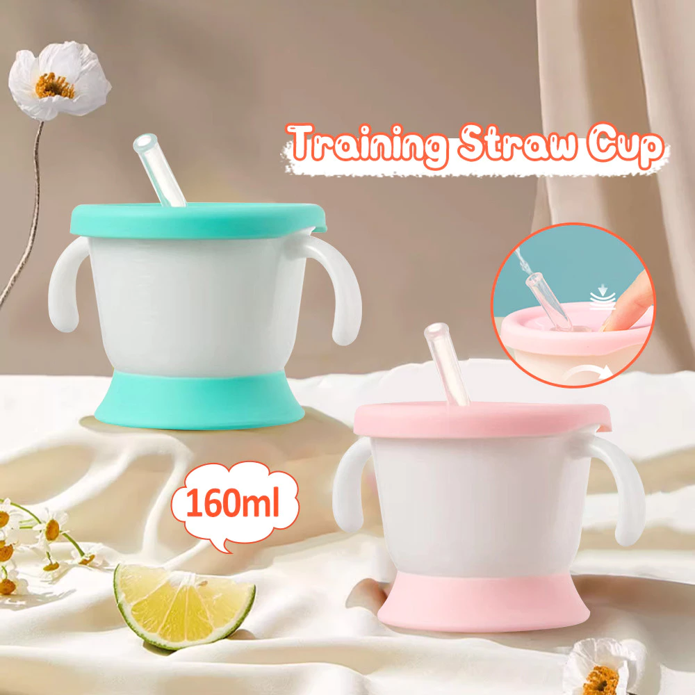BN 160ML Baby Training Mug Cup Silicone Sippy Cup Bottle Baby Drinking Cup with Straw Learning Cup